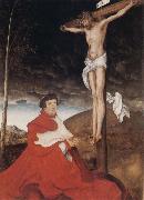 Hans holbein the younger Cardinal Albrecht of Branden-burg before the Crucifiel Christ Germany oil painting artist